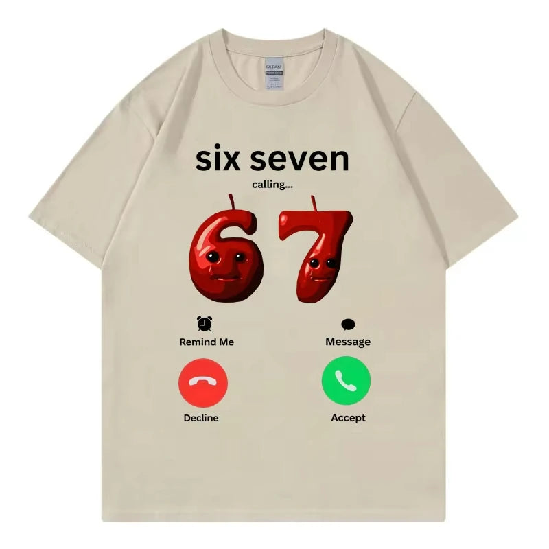 67 appelle drôle Meme T-shirt hommes femmes haute qualité mode surdimensionné T-shirts été décontracté coton à manches courtes T-shirts