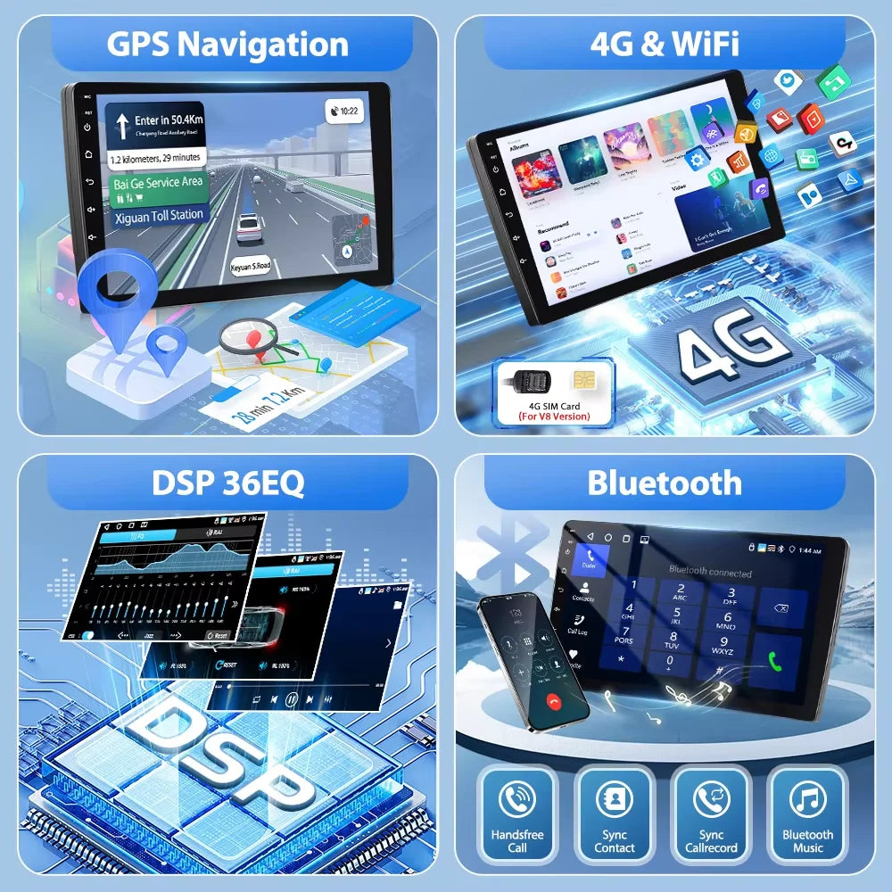 Autoradio Hikity 9 pouces 4G pour Ford Fiesta 2009-2014, lecteur multimédia vidéo, Carplay, Android Auto, 8 cœurs, WIFI, 4G, GPS, Mirrorlink, BT