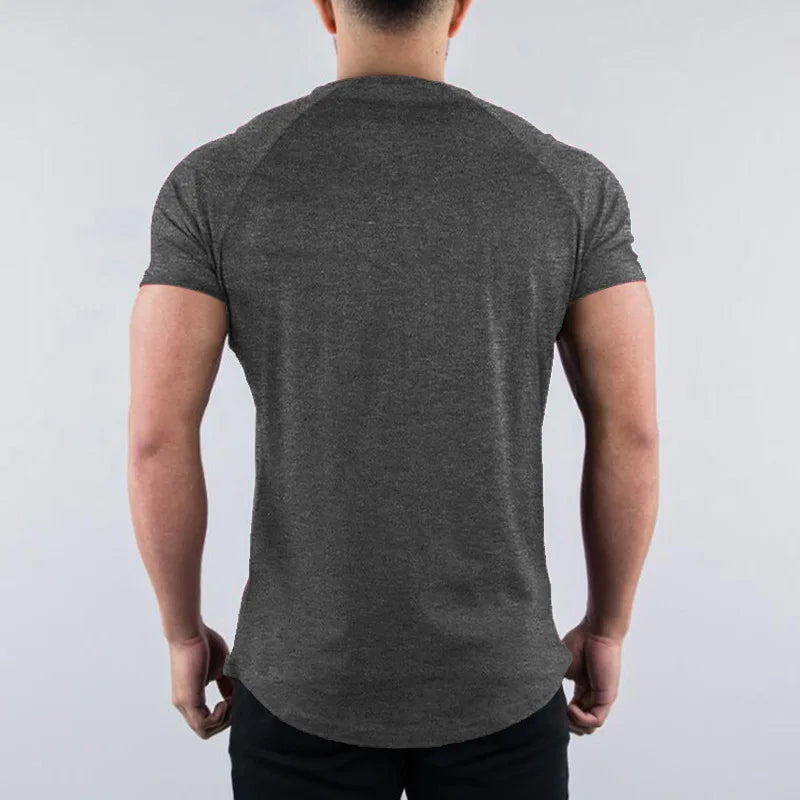 Hommes été maigre T-Shirt style décontracté à manches courtes t-shirt mâle gymnase Fitness Sport couverture en coton homme course entraînements sweat vêtements
