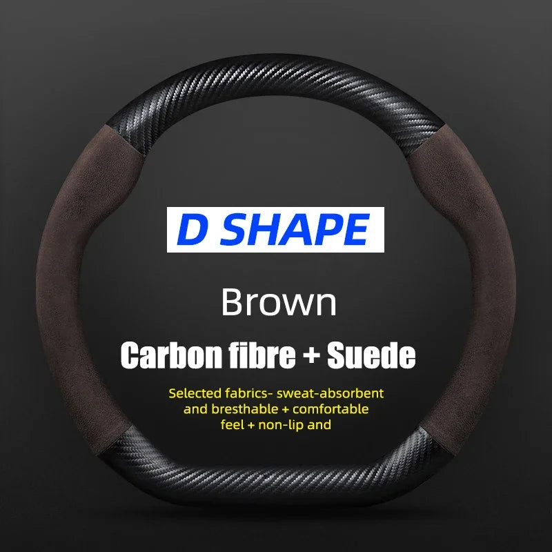 Juste de volant en cuir véritable pour Volkswagen, fibre de carbone, compatible avec VW CC Polo Bora Golf Jetta Lavida Lamando Magotan Passat