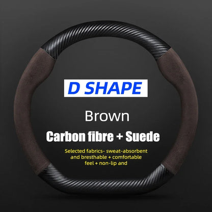 Juste de volant en cuir véritable pour Volkswagen, fibre de carbone, compatible avec VW CC Polo Bora Golf Jetta Lavida Lamando Magotan Passat