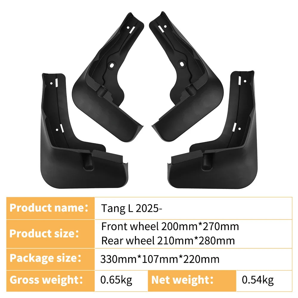 DPB garde-boue garde-boue adaptés pour BYD Tang L 2025 garde-boue de pneus bloquant les sédiments roues avant arrière ABS noir accessoires de voiture 4 pièces
