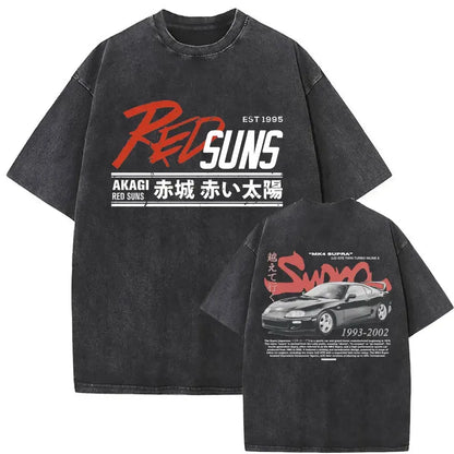 Anime Initial D Drift AE86 lavé Vintage imprimé T-shirt RX-7 R34 horizon GTR JDM T-shirts hommes Harajuku confortable surdimensionné T-shirts