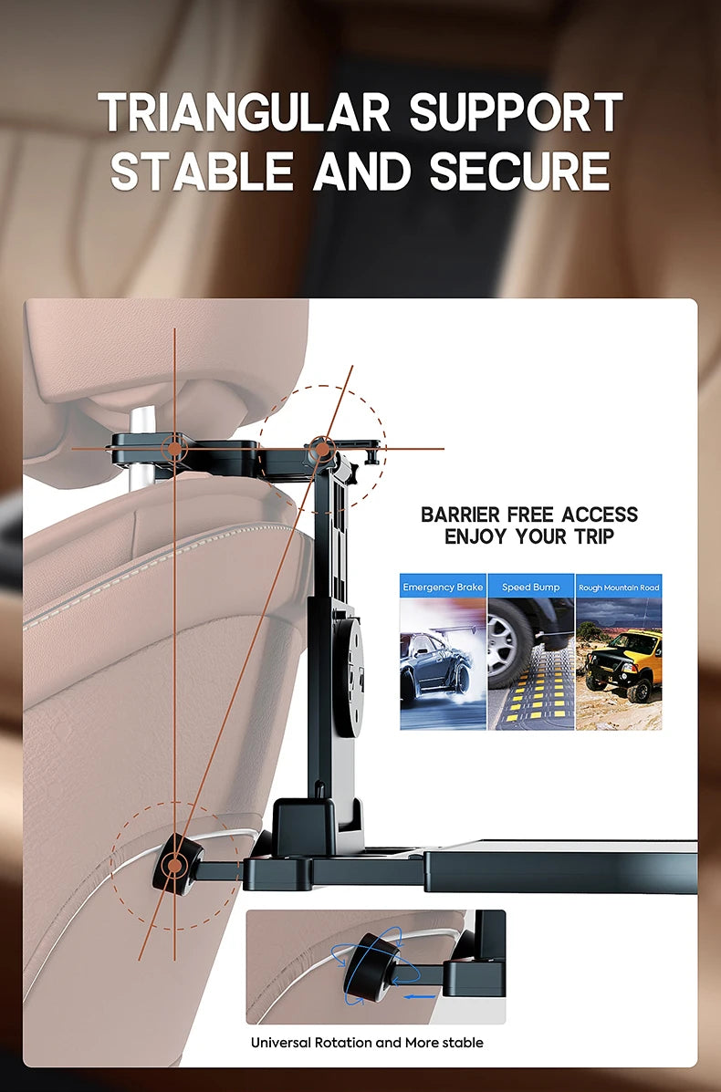 Plateau de voyage multifonctionnel haut de gamme pour voiture, pliable, avec porte-gobelet, adaptable à la plupart des voitures, idéal pour les voyages en voiture