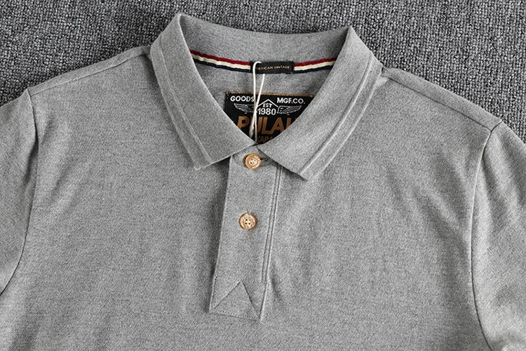 T-shirt rétro américain à manches courtes pour hommes, Polo à revers de couleur unie, à la mode, 100% coton, hauts d'affaires décontractés