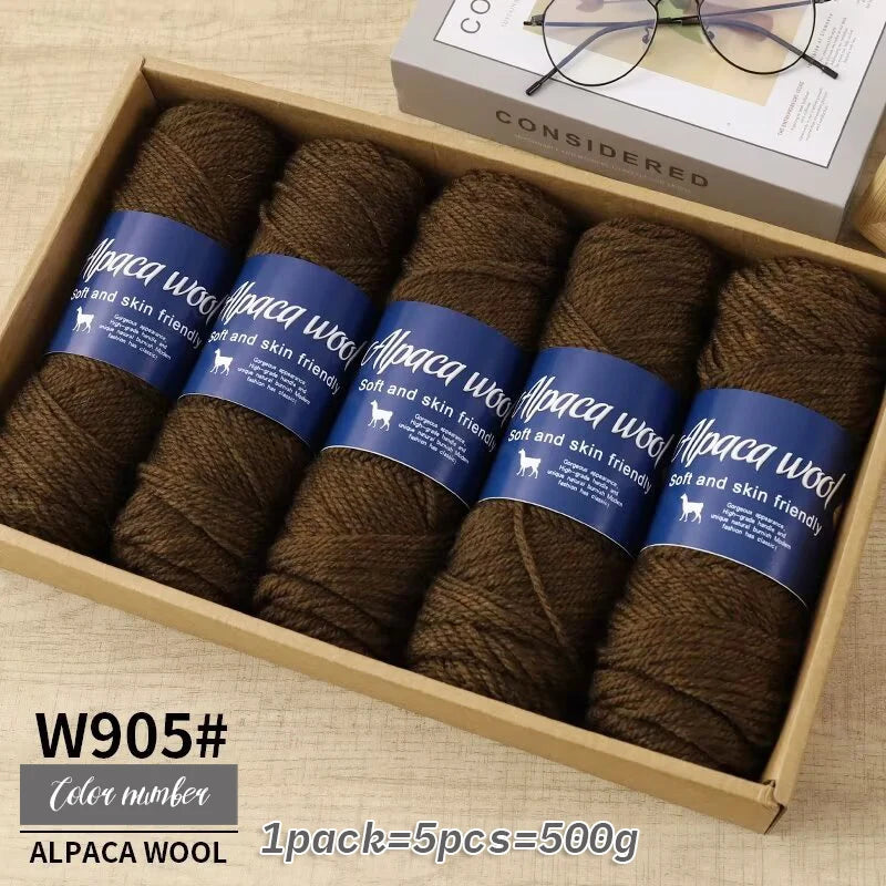 Fil de laine d'alpaga 500g, fil grossier, tissé à la main pour fabriquer des pulls chauds et à la mode, coupe-vent, vestes, foulards, chapeaux, fils