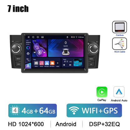 Podofo 7 "autoradio sans fil CarPlay Android Radio pour FIAT Punto 2005-20009/Linea 2007-2011 multimédia GPS FM WIFI BT Autoradio