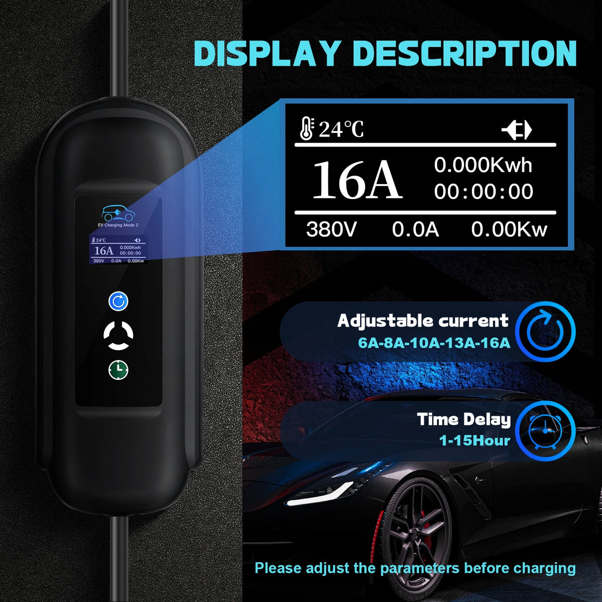 Kolanky Vope2 Sister-Chargeur EV portable, câble de charge EVSE, prise CEE pour voiture électrique, 16A, 11KW, longueur totale 5m, 3 phases