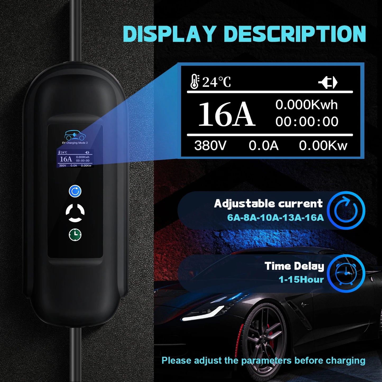 Kolanky Vope2 Sister-Chargeur EV portable, câble de charge EVSE, prise CEE pour voiture électrique, 16A, 11KW, longueur totale 5m, 3 phases