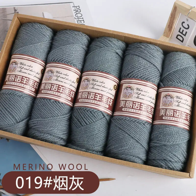 Fil de laine mérinos épais au Crochet à la main, 500 g/ensemble, pour chapeaux, manteaux, pulls, fil de laine mérinos doux pour la peau, gonflé, doux et chaud