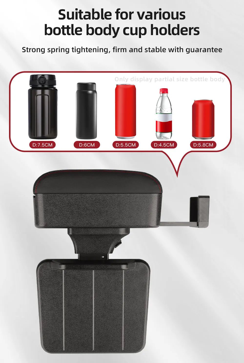 Organisateur de stockage d'espace de Console centrale de voiture réglable en hauteur avec plateau relevable Support de coude accoudoir pour SUV berline
