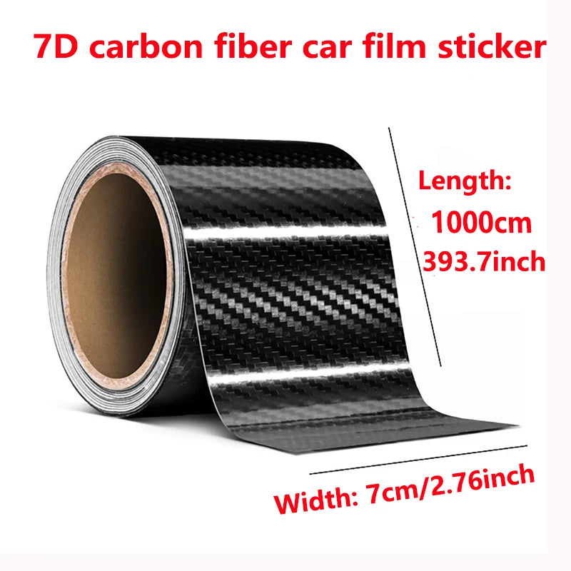 Autocollant 7D en Fiber de carbone de 7cm de largeur, protections de pédale de bienvenue pour porte automobile, protecteur anti-rayures arrière de voiture, autocollant de Film de pare-chocs style de voiture