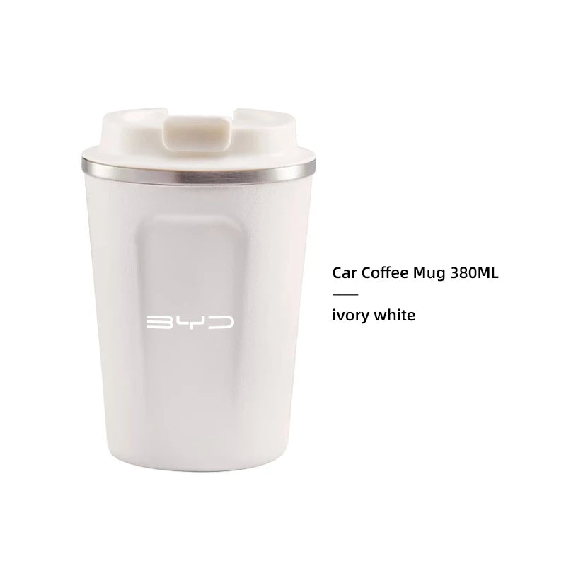 Tasse à café de voiture de 380ML, tasse thermique de voyage en acier inoxydable pour BYD Qing E3 Atto 3 E6 Tang F3 D1 chanson Yuan E2 E1 I3 G3 M6 F3R E9 S8