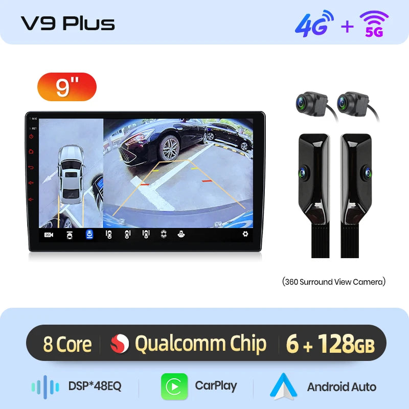 Junsun 7 9 10 pouces Radio universelle Carplay Android Auto autoradio lecteur multimédia systèmes intelligents pour Ford Peugeot Fiat