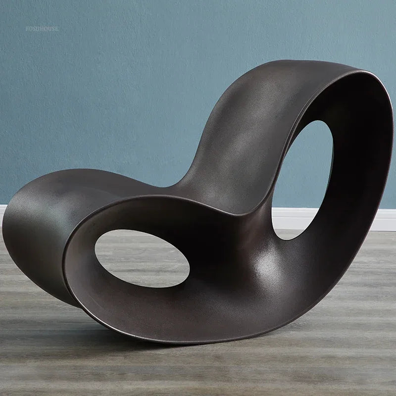 Chaise longue en plastique légère et luxueuse, Chaise à bascule d'extérieur moderne, créative, paresseuse, pour loisirs, maison, balcon, salon