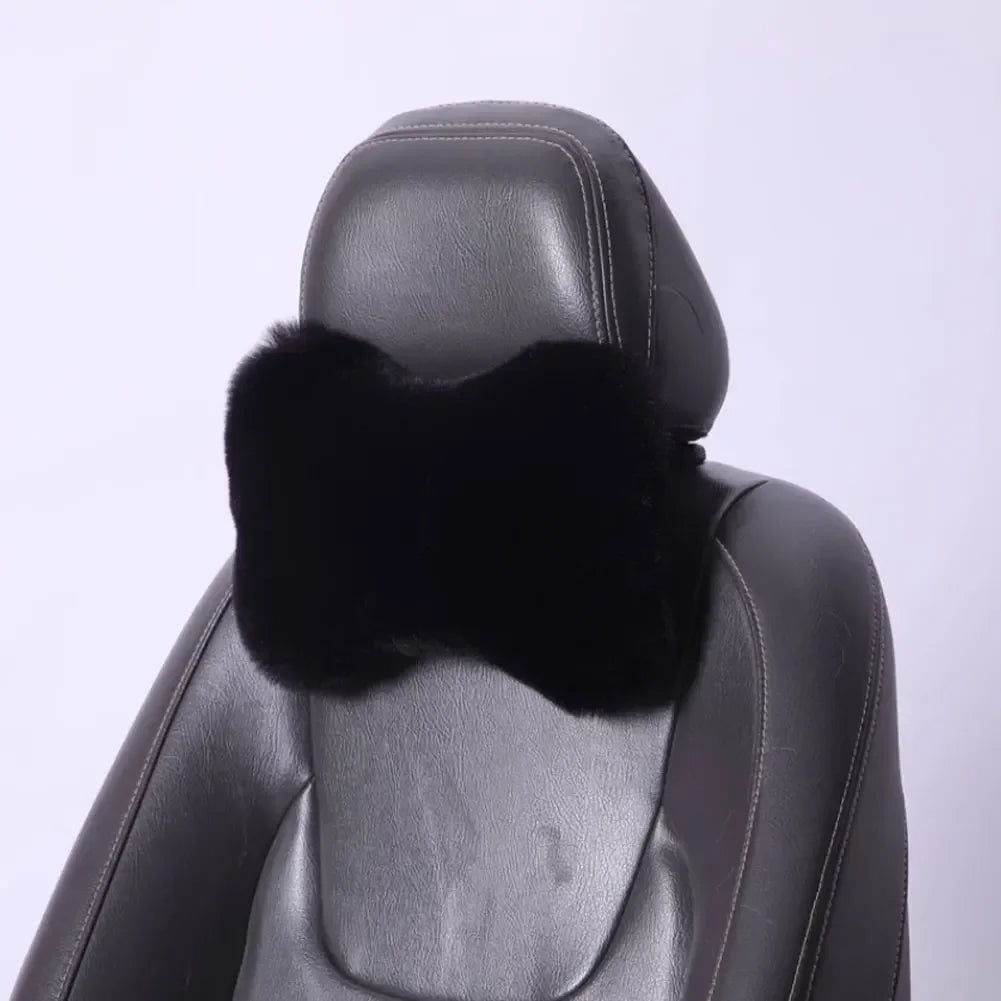 Appui-tête de cou de voiture d'hiver, oreiller doux pour siège de voiture, oreiller respirant en peluche, Support de tête et de cou, oreiller de sommeil, accessoires de voiture