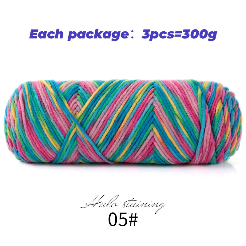 Pull auto-tissé en coton au lait teint à 5 brins, écharpe, couverture moyenne épaisse, fil au Crochet tissé fait à la main, 300g