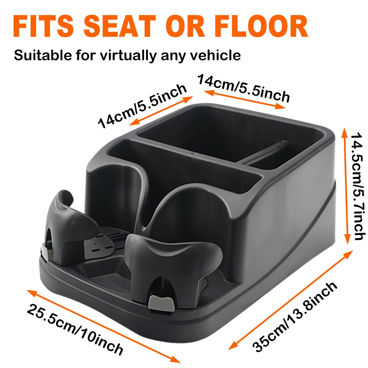 Boîte de rangement pour accoudoir de console de voiture, organisateur de compartiment de siège de voiture avec 2 porte-gobelets réglables pour camions, pour le rangement et l'organisation