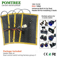 Nouveau Kit de chauffage de siège de voiture intégré adapté aux 1/2 sièges, 12V 2/4 pièces tampons chauffants universels en fil d'alliage 3 niveaux interrupteur chauffant à double commande