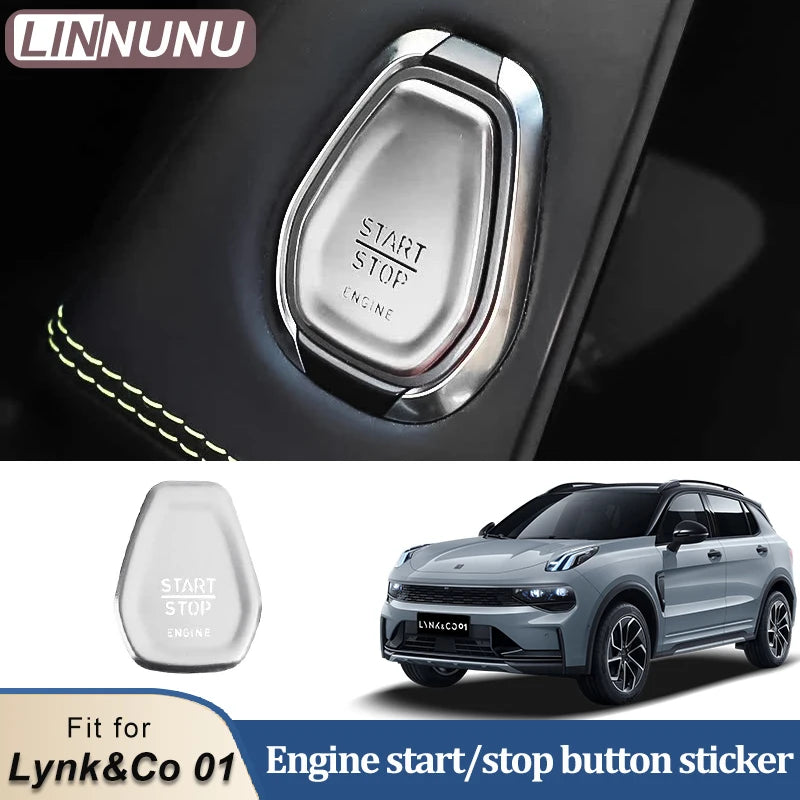 LINNUNU couvercle de bouton de moteur de voiture pour Lynk & Co 01 05 Lingke auto moteur allumage démarrage arrêt interrupteur bouton poussoir décoratif autocollant