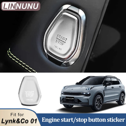 LINNUNU couvercle de bouton de moteur de voiture pour Lynk & Co 01 05 Lingke auto moteur allumage démarrage arrêt interrupteur bouton poussoir décoratif autocollant