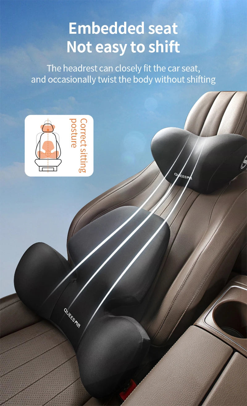 High Quality Universal Car Headrest Cushion Car Seat Neck Pillow Perforated Leather Breathable Lumbar Support Car Pillow
