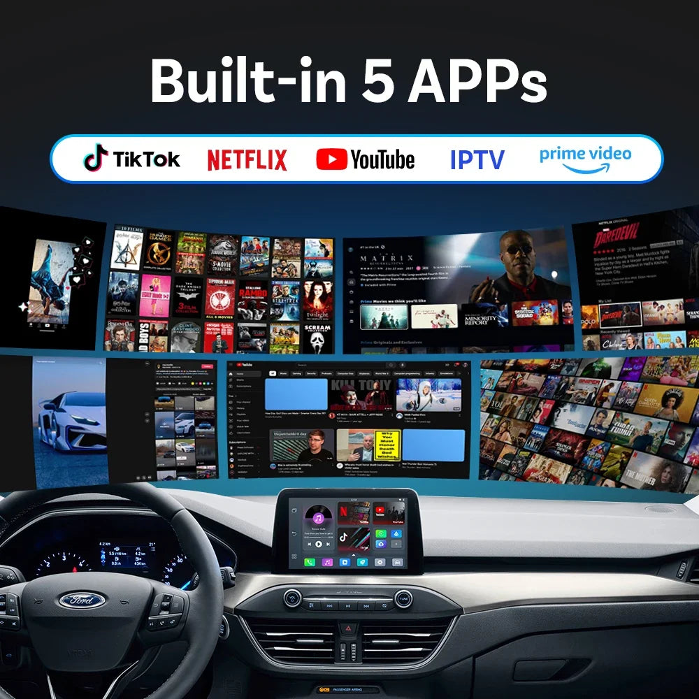 محول Ottocast Play2Video Pro Ai Box CarPlay Android Auto لاسلكي مدمج يوتيوب نتفليكس IPTV للسيارة مع CarPlay سلكي