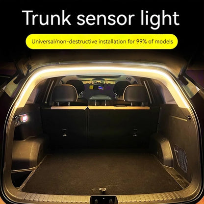 Bande lumineuse LED auto-adhésive pour coffre de voiture, bande lumineuse à flux dynamique, sans perçage, lumière de boîte arrière automatique pour décor de coffre de camion