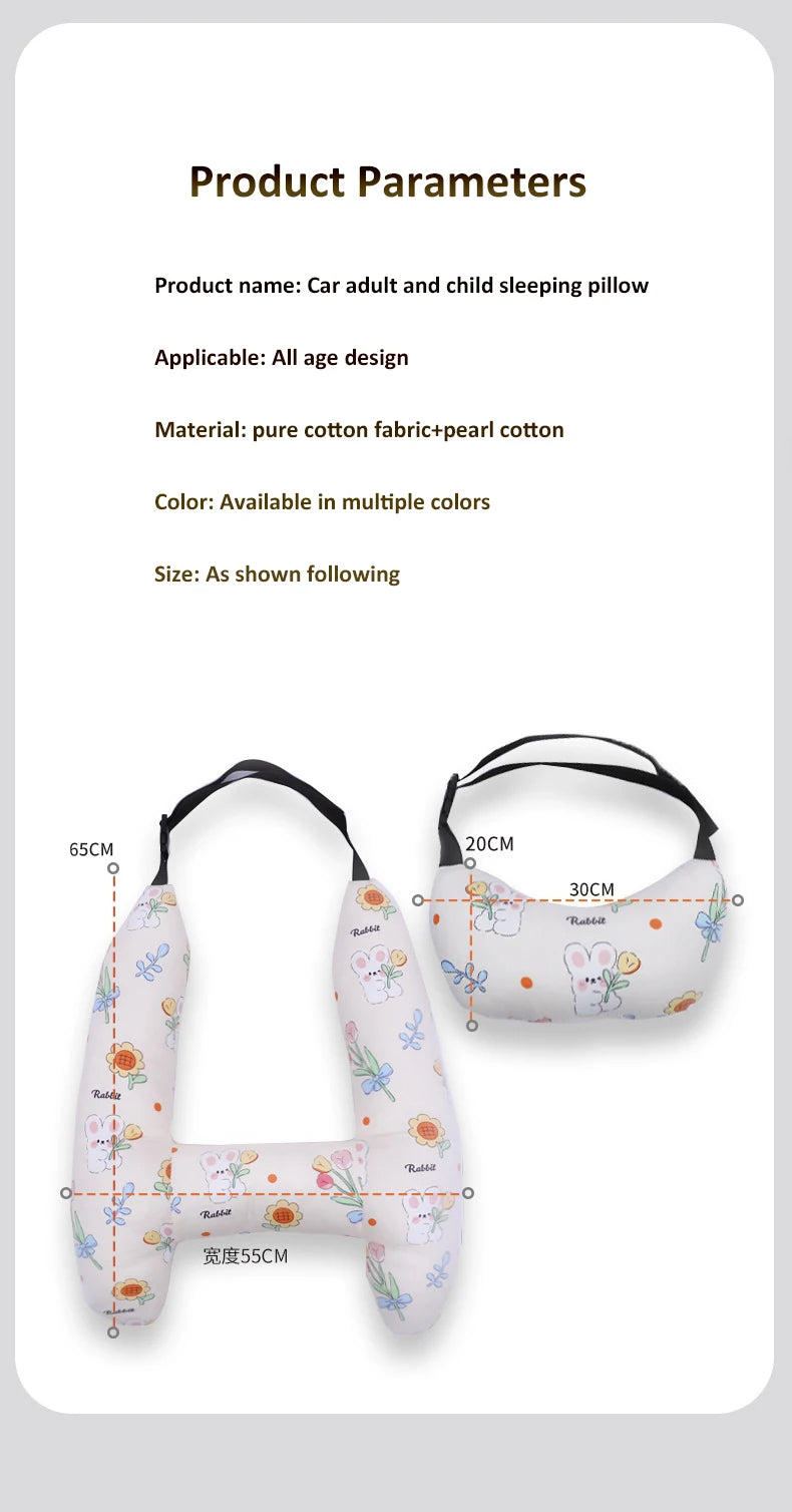 Cute Animal Pattern Kid Neck Head Support, U-Shape Children Travel Pillow Cushion for Car Seat, Safety Neck Pillow for Kids