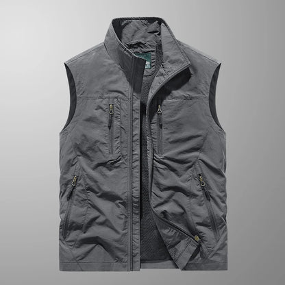 Grande taille hommes été en plein air randonnée gilet tactique multi-poches léger coque souple utilitaire voyage Safari Cargo gilet hommes