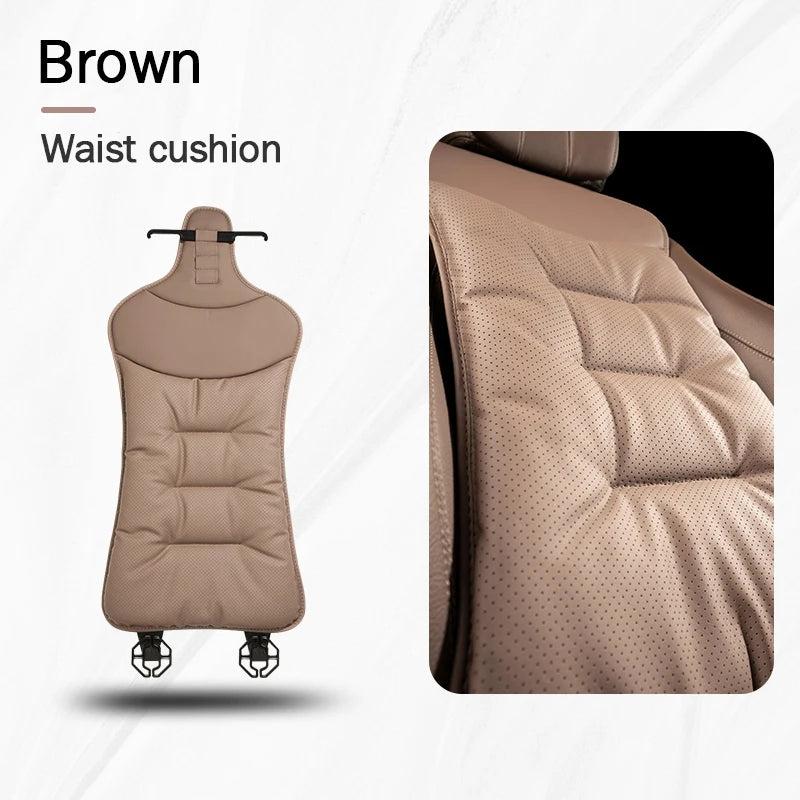 Housse de siège de voiture universelle en cuir, housse de coussin de taille pour siège de voiture, quatre saisons, coussin de Protection pour sièges intérieurs automobiles, accessoire de voiture