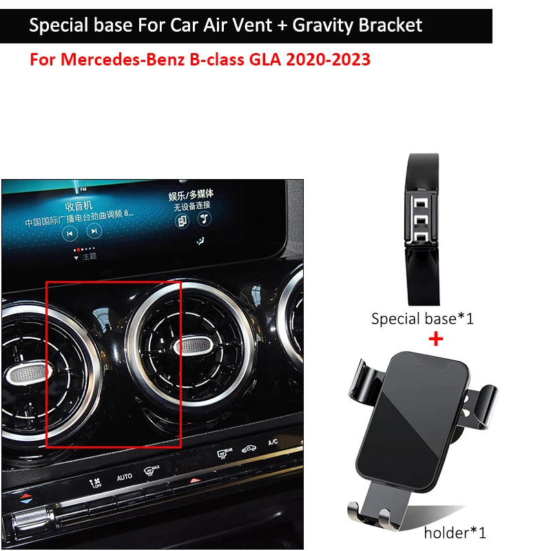 Support de téléphone portable de voiture pour Mercedes-Benz, base de montage spéciale pour grille d'aération, B200, B260, B, 180, B Classe A, GLA, CLA