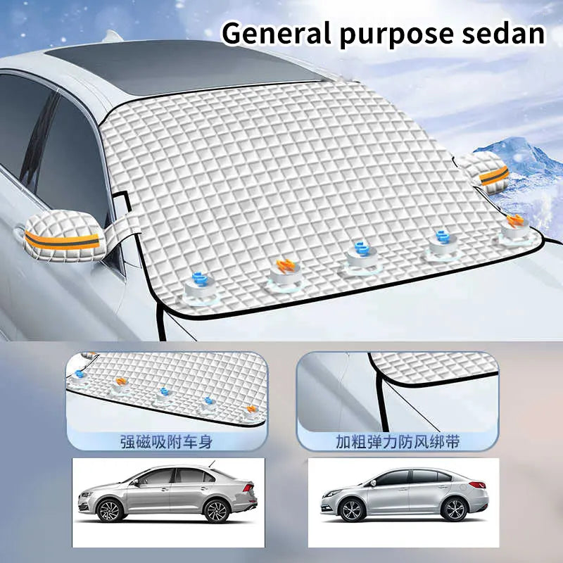 Housse de pare-brise avant pour protection contre la neige et le vent, protection contre la neige et le soleil, protection solaire avant, couverture de neige et de fenêtre