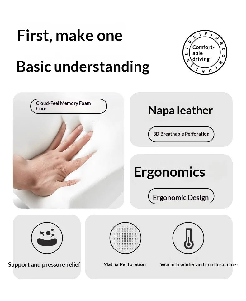 Coussin de nuque et de soutien lombaire pour voiture, universel toutes saisons, coussin lombaire respirant avec contour ergonomique pour la taille