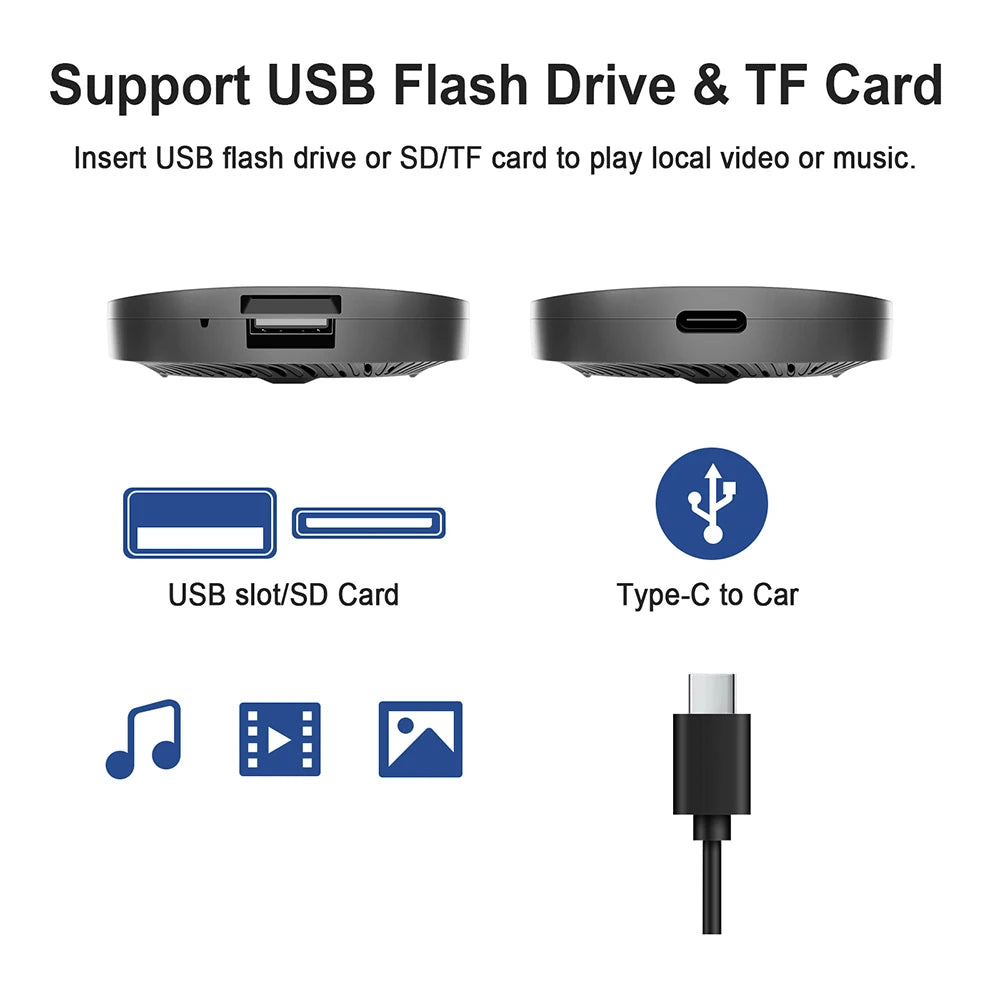 2026 Android 3In1 CarPlay Ai Box sans fil Android Auto USB adaptateur pour Youtube Netflix universel TV Box Plug and Play voiture jouer