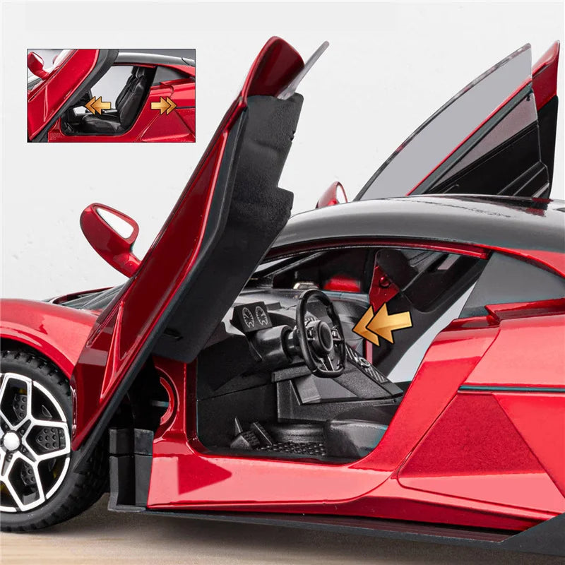 BYD Yangwang – modèle de voiture de sport électrique en alliage U9, en métal moulé sous pression, nouvelle énergie, modèle de véhicule de course, son et lumière, jouet pour enfants, cadeau, 1/24
