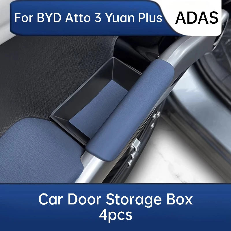 صندوق تخزين لمقبض باب السيارة BYD Atto 3 Yuan Plus ADAS إصدار القيادة الذكية، منظم صينية جلدي، ملحقات داخلية
