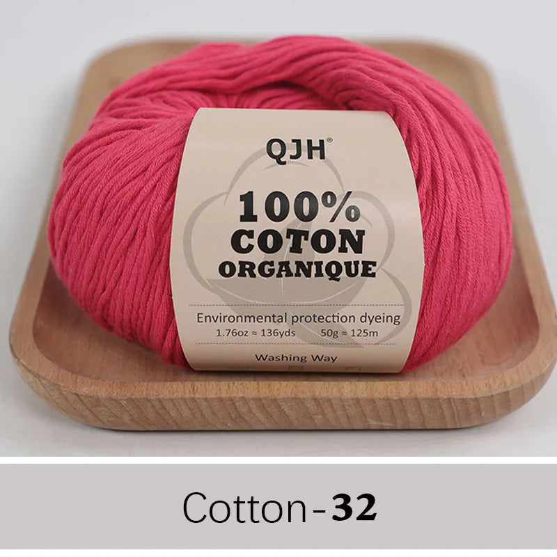 QJH 100% fil de coton, fil de poids de Sport pour bébé en coton, fil Amigurumi, fil doux d'été, fil au Crochet/à tricoter-6 pièces