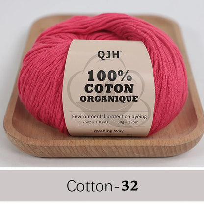 QJH 100% fil de coton, fil de poids de Sport pour bébé en coton, fil Amigurumi, fil doux d'été, fil au Crochet/à tricoter-6 pièces
