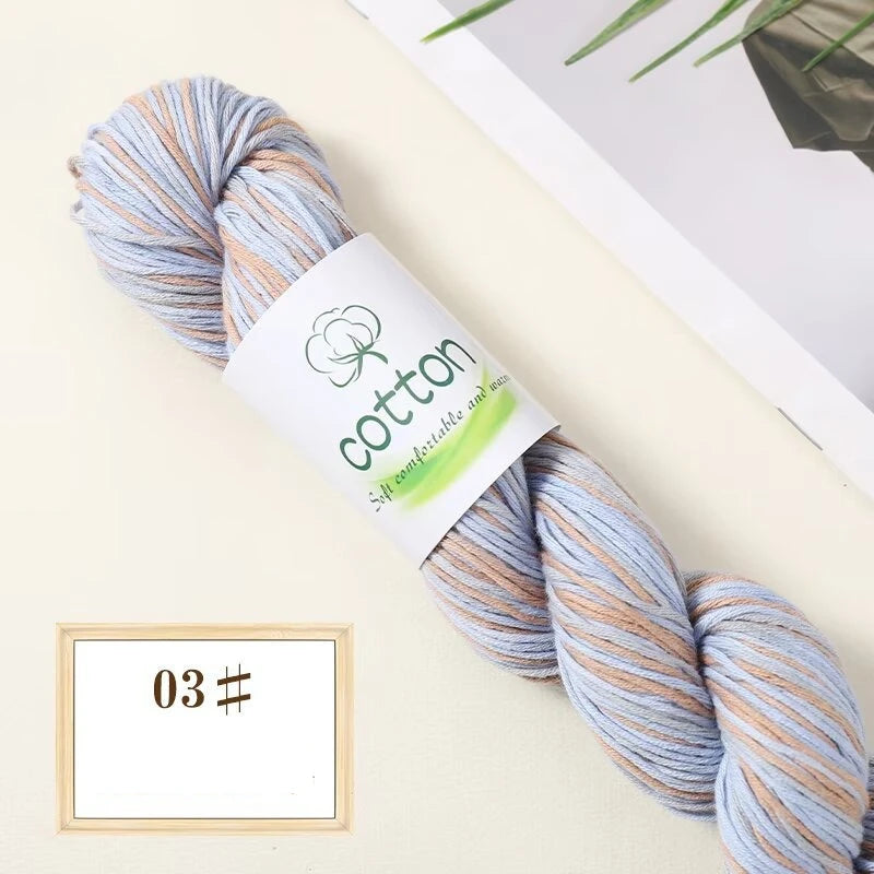 Fil dégradé 100% coton teint à la main 2mm 50g pour tricot, crochet, écharpe et pull DIY