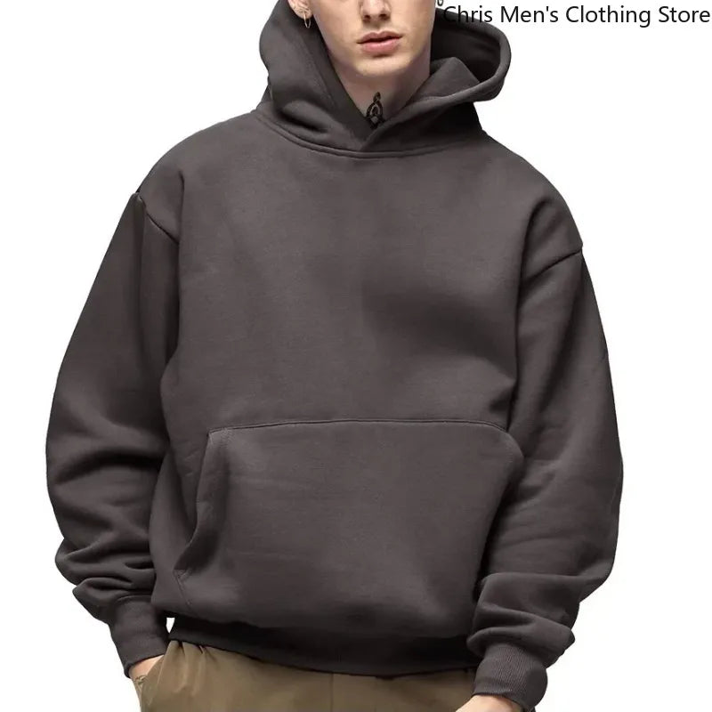Sweat-shirt à capuche pour hommes automne/hiver, sweat-shirt de couleur unie Simple et à la mode, haut à manches longues assorti pour hommes et femmes