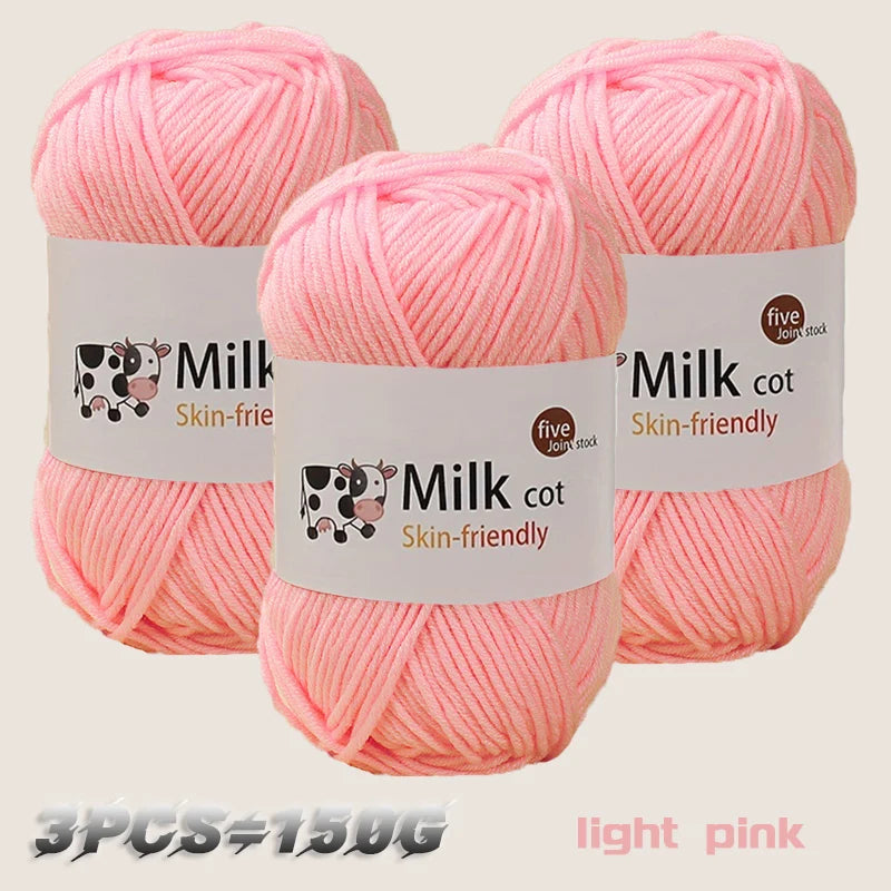 Boule de fil de lait faite à la main, aldéhyde moyen, fil de tissage bricolage, pulls à tricoter, chapeaux, écharpes et autres vêtements, 150g