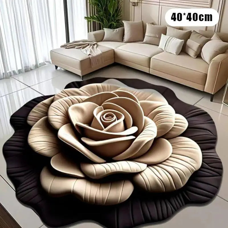 Nouveau tapis de sol en forme de pivoine, doux et durable, 40x40cm, antidérapant et absorbant pour salle de bain