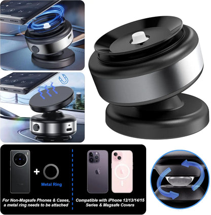 Support de voiture magnétique sous vide électrique pour téléphone portable 360 °   Rotation Forte Ventouse pour iPhone 14 15 16 Support mains libres