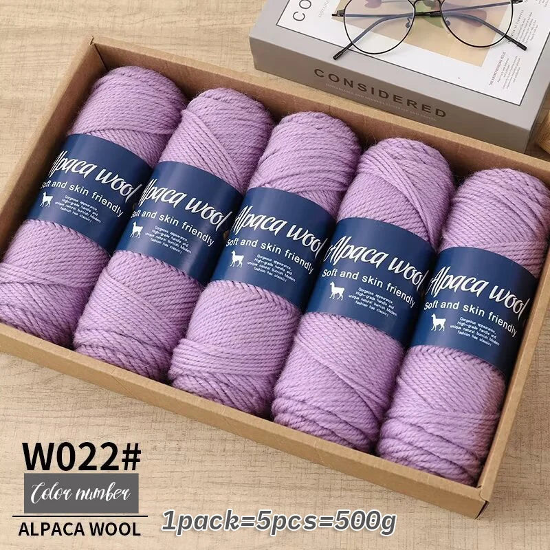 Fil de laine d'alpaga 500g, fil grossier, tissé à la main pour fabriquer des pulls chauds et à la mode, coupe-vent, vestes, foulards, chapeaux, fils