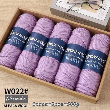 Fil de laine d'alpaga 500g, fil grossier, tissé à la main pour fabriquer des pulls chauds et à la mode, coupe-vent, vestes, foulards, chapeaux, fils