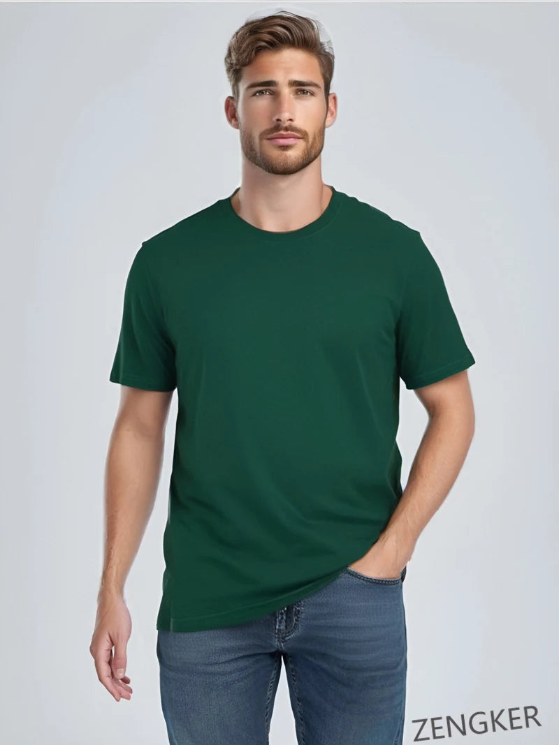 T-shirt d'été à manches courtes pour hommes, col rond, demi-manches, grande taille, en coton, couleur unie, hauts surdimensionnés 12XL, 10XL 9XL