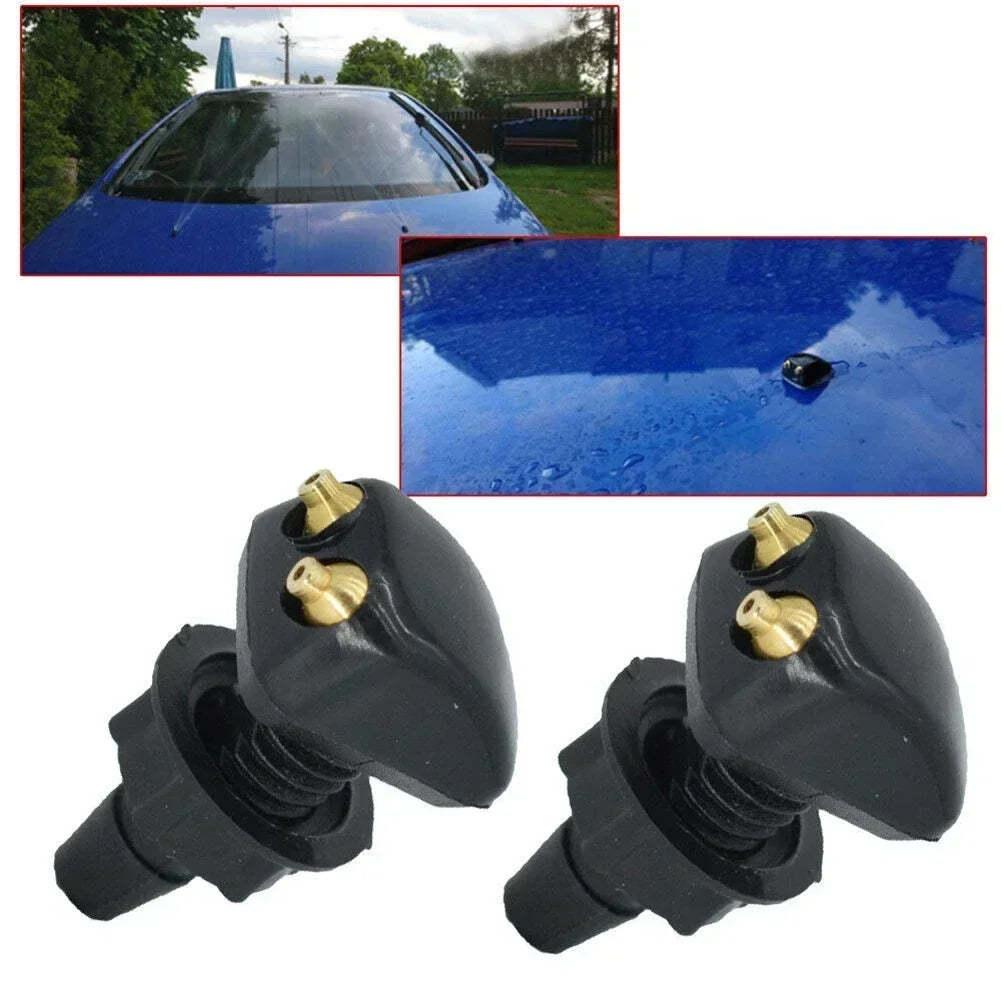 Vente Buse de pulvérisation d'essuie-glace de pare-brise de voiture, 2 pièces, convient à la plupart des modèles de voiture, buse de lavage de pare-brise à double trous, pulvérisation d'eau