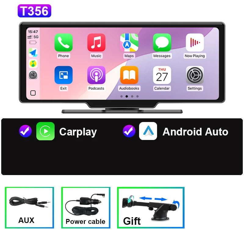 JMCQ autoradio multimédia lecteur vidéo universel sans fil Carplay Android Auto écran avec YouTube Netflix Bluetooth WIFI