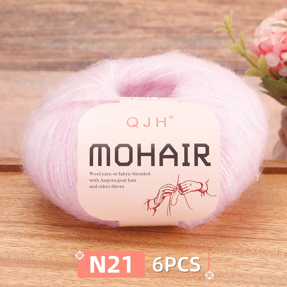 Fil Mohair doux et chaud, 6 paquets/150g, chaussettes de pull en tricot faites à la main, fil d'écharpe châle au Crochet, 60% Mohair, 40% acrylique